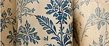 Blue and cream botanical damask wallpaper from PaperWorks Plus