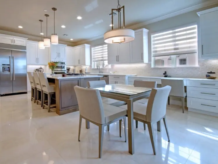 Motorized Double Roller Shades by Coulisse for a Kitchen Area | PaperWorks Plus, Jupiter FL