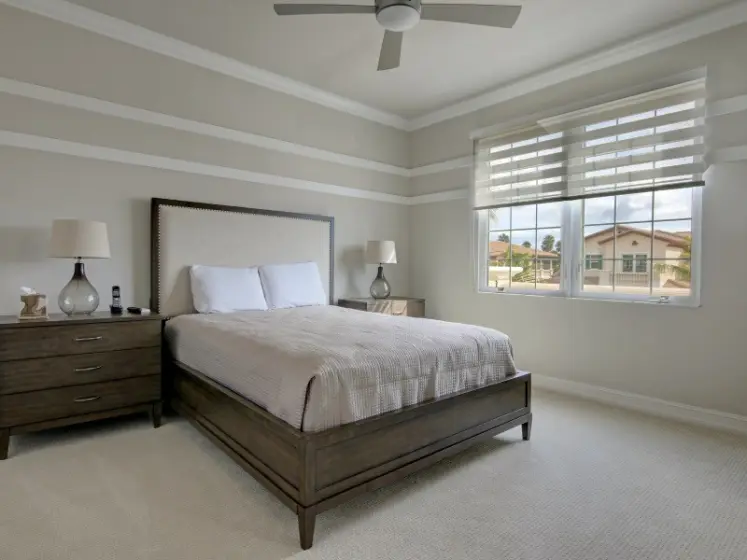 Motorized Double Roller Shades by Coulisse for a Bedroom | PaperWorks Plus, Jupiter FL