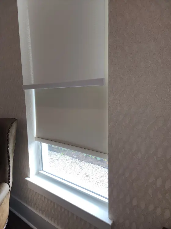 Double Roller Shades with Elitis Perle Wallcovering | PaperWorks Plus, Jupiter FL