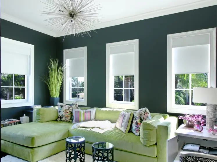 Motorized Roller Shades by Lutron for a Media Room | PaperWorks Plus, Jupiter FL
