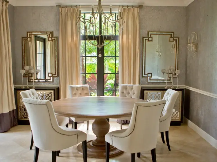 Natural Cork Thibaut Wall Covering, Goblet Pleated Silk Drapery Panels, Bronze Drapery Hardware | PaperWorks Plus, Jupiter FL
