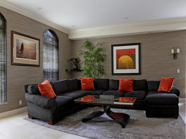 Natural Linen Wallcovering and Hand Woven Natural Grass Shades, All by Hartmann&Forbes | PaperWorks Plus, Jupiter FL