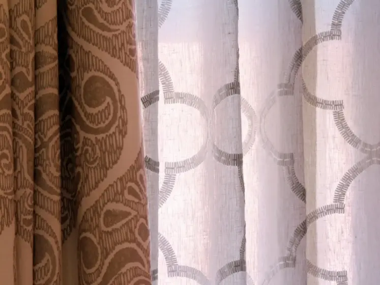 Sheer Draperies with Embroidered Fabric | PaperWorks Plus, Jupiter FL