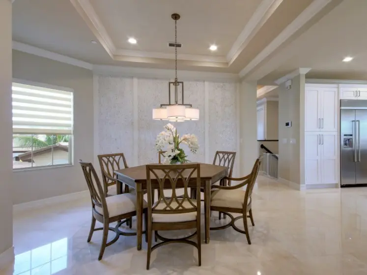 Natural Cork Wallcovering in White Color by Candice Olson for Accent Wall in Dining Room | PaperWorks Plus, Jupiter FL