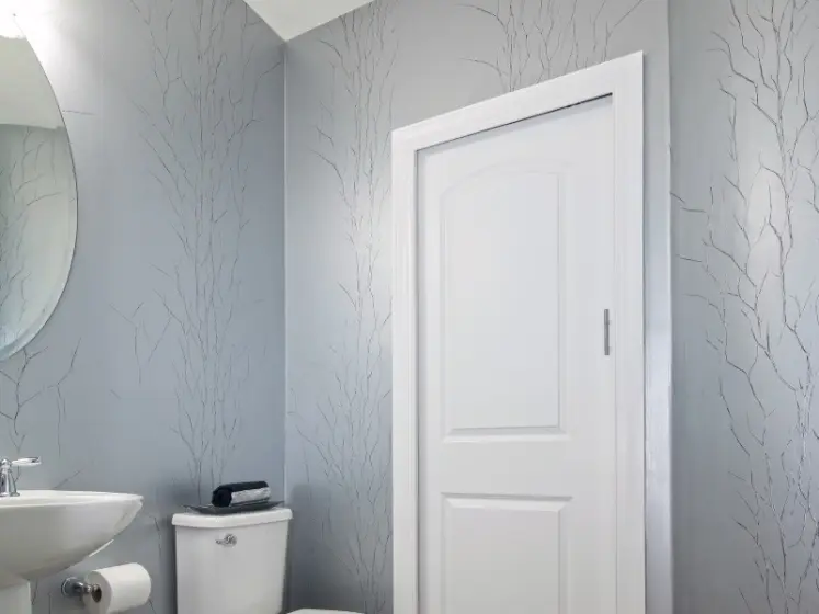 Contemporary Wrinkled-Texture Wallpaper by York in a Bathroom | PaperWorks Plus, Jupiter FL