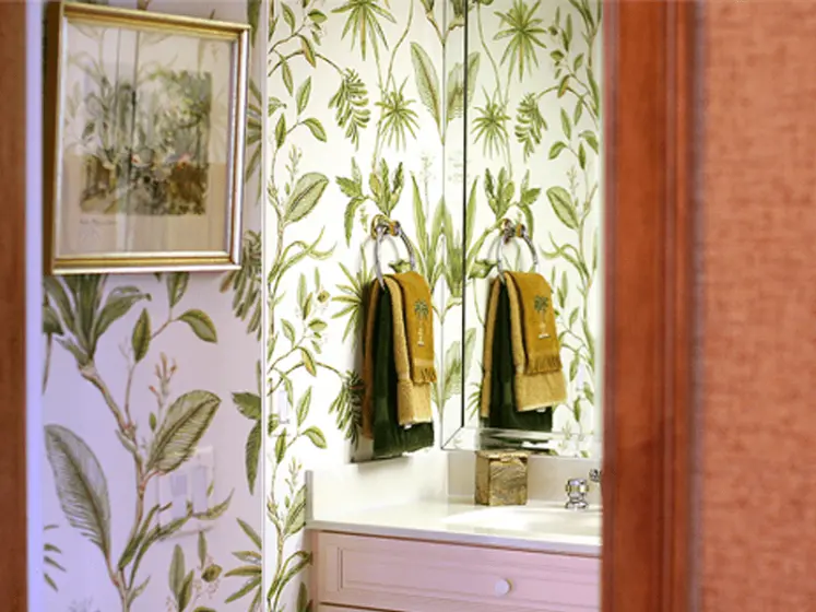 Tropical Design Wallpaper for Powder Room by Thibaut | PaperWorks Plus, Jupiter FL