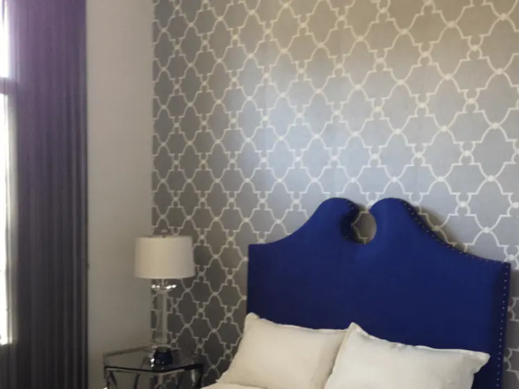 Geometric Silver White Wallpaper with Trellis by Anna French | PaperWorks Plus, Jupiter FL