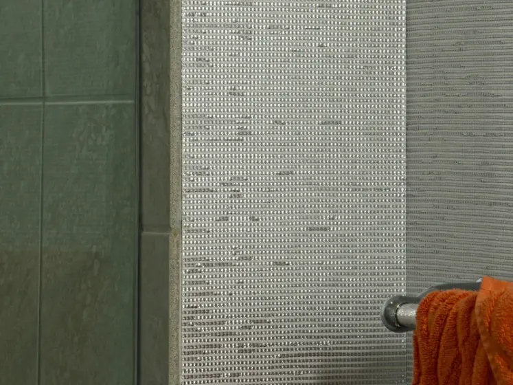 Contemporary Wallpaper with Woven Foil for Bathroom by Elitis | PaperWorks Plus, Jupiter FL