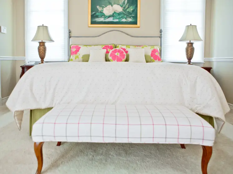 Custom Upholstery of Ottoman and Custom Bedding | PaperWorks Plus, Jupiter FL