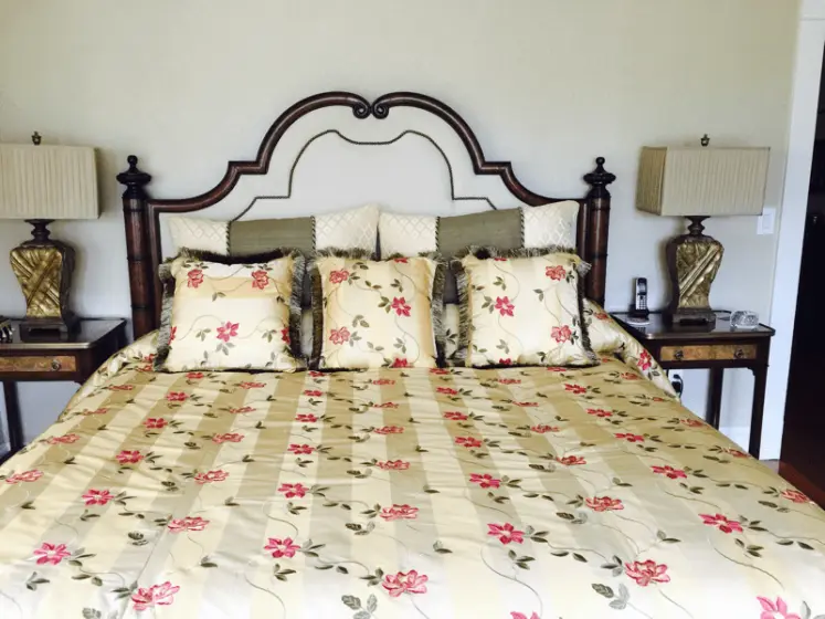 Custom Bedding, Bedspread with Embroidered fabric with Matching Pillows | PaperWorks Plus, Jupiter FL