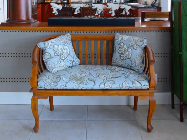 Seat Cushion and Pillows for a Bench, Fabric by Stout | PaperWorks Plus, Jupiter FL