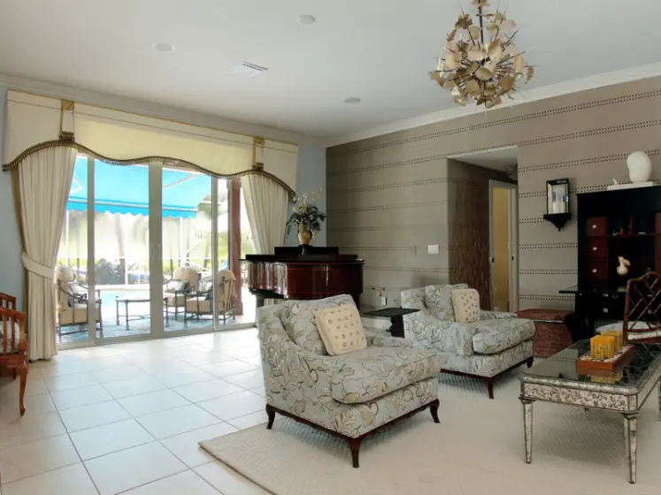 Hand Crafted Wallcovering with Studs by Phillip Jeffries for Accent Wall in a Family Room | PaperWorks Plus, Jupiter FL