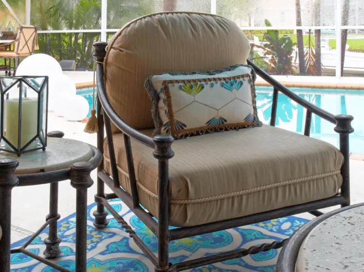 Embroidered Fabric with Glass Beaded Tassel Trim for Pillow by Harlequin | PaperWorks Plus, Jupiter FL
